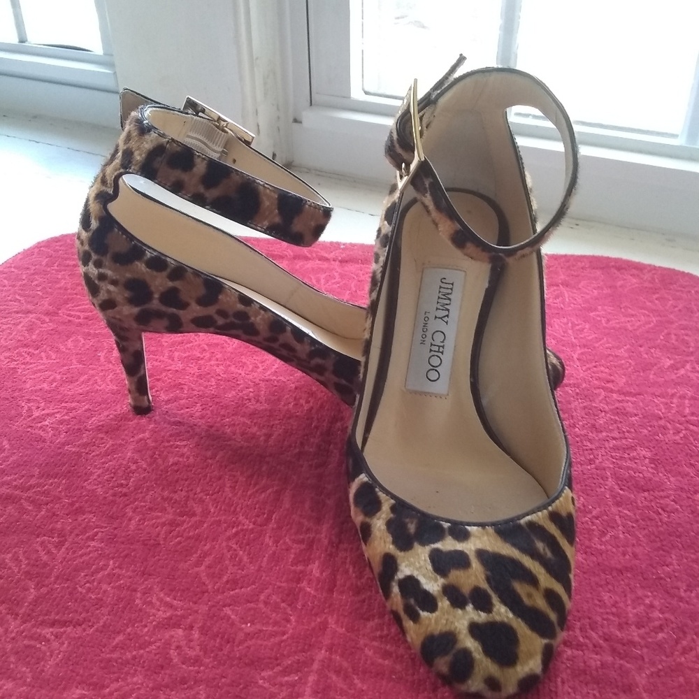 Jimmy Choo ankle strap Leppard heels